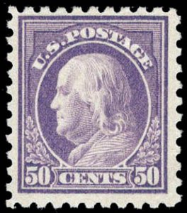 United States #477 Mint lh fine to very fine   Cat$850 1917, 50¢ Franklin, l...