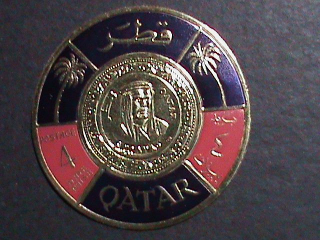 ​QATAR-1966 SC# 99B SHEIK AHMAD COIN-GOLD FOIL STAMP-MINT VERY FINE