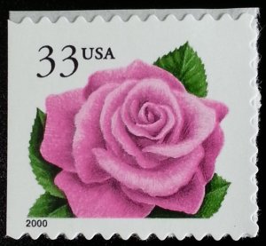 2000 33c Coral Pink Rose, Booklet Single Scott 3052e Mint F/VF NH