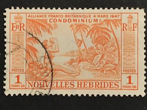 New Hebrides, French #106 used single, woman drinking from coconut, issued 1957