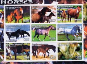 Comoro Islamic Republic 2000 - Horses Shlt (9) Perf.MNH VF 