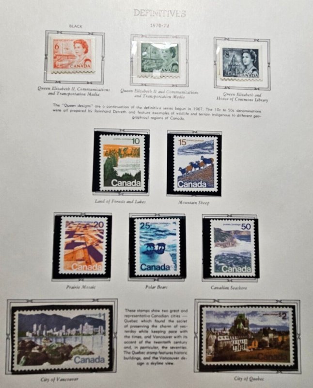 Stamp Canada 1970-72 Definitives #459, 543-44, 594-598, 600-01 MNH