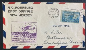 1929 Brownsville TX USA First flight Airmail Cover FFC To Matamoros Mexico