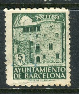 SPAIN; 1930s early Barcelona Local Civil War period issues fine used value