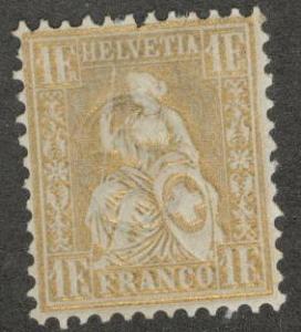 Switzerland Scott 50 White Wove Paper 1fr gold color