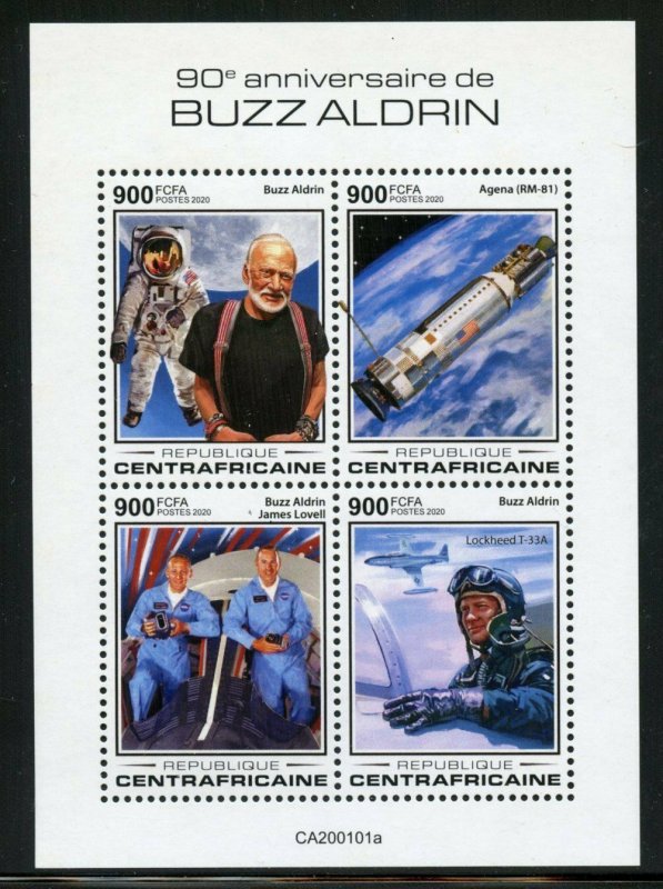 CENTRAL AFRICA 2019 90th BIRTH OF BUZZ ALDRIN APOLLO 11  SHEET FDC