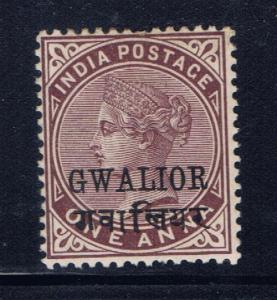 India-Gwalior 15 Lightly Hinged 1885 issue