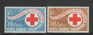 KENYA,UGANDA&TANZANIA #142-143 1963 INT'L RED CROSS MINT VF NH O.G