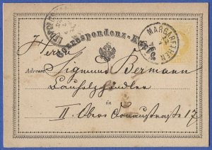 AUSTRIA 1871 2kr postal card, Mi P2 MARGARETHEN/WIEN postmark/cancel VF