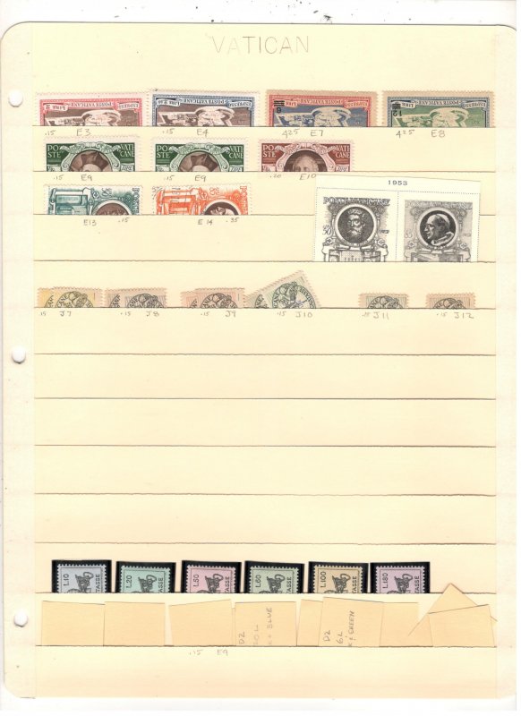 VATICAN COLLECTION ON STOCK SHEET MINT/USED
