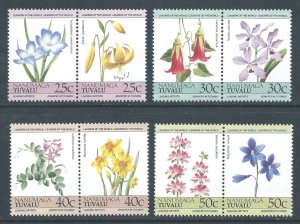 Tuvalu Nanumaga #33-6 NH Flowers (4 Pairs)