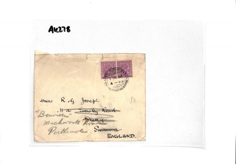 1933 India Swansea GB Cover {samwells-covers}PTS  AK278