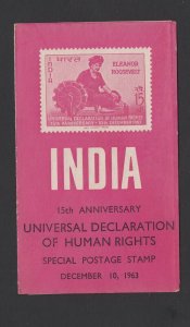 India #379  (1963 Human Rights issue) stamp circular with tied FDC stamp