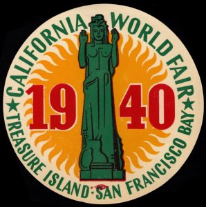 1940 US Window Decal California World’s Fair Treasure Island San Francisco Bay