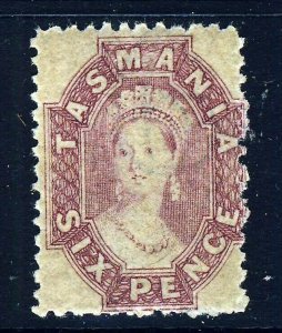 TASMANIA AUSTRALIA QV 1865 Six Pence Red-Mauve Wmk Single Lined 6 SG 76 MNH