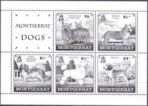 Montserrat. 1999. 1100-4 bl83. Dog fauna. MNH.