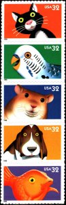 United States #3234a, Complete Set, Strip of 5, 1998, Never Hinged
