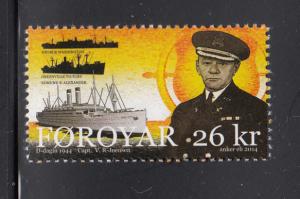 Faroe Islands 2014 MNH Sc #630 26kr Ships, Captain - D-Day