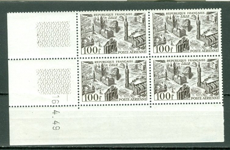 FRANCE LILLE  DATED CORNER BLK #C23...MNH (SMALL HINGE MARK in LR SELVAGE