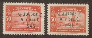 COLOMBIA SC# 543-4 F-VF MNH 1946