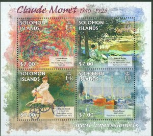 SOLOMON ISLANDS GREAT IMPRESSIONISTS CLAUDE MONET SHEET MINT NH