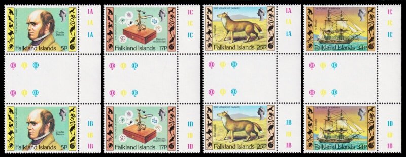 Falkland Islands Scott 344-347 Gutter Pairs (1982) Mint NH VF Complete Set C