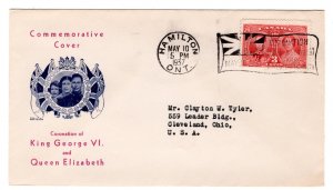 Scott 237, 3c carmine, Cachet FDC King George VI Coronation, Canada