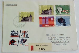 SWITZERLAND  FDC REGISTERED 1958 CAT 140M ($80.00)