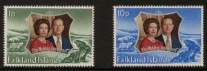 FALKLAND ISLANDS SG289/90 1972 SILVER WEDDING MNH