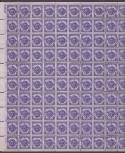 US, 940, WW2 VETERANS, FULL SHEET OF 100, MINT NH, 1940'S COLLECTION