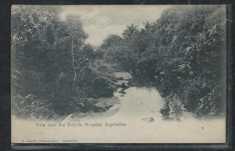 SEYCHELLES (P3006B) PPC VIEW OF VICORIA HOSPITAL FRANKED BUT NOT SENT