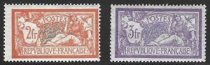 France, 1920-1925, Scott #127-128, 2fr and 3fr, Mint, Lightly Hinged