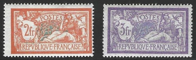 France, 1920-1925, Scott #127-128, 2fr and 3fr, Mint, Lightly Hinged
