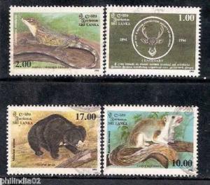 Sri Lanka 1994 Bear Lizerd Squirrel Reptile Sc1109-12 Used Set # 1825