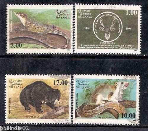 Sri Lanka 1994 Bear Lizerd Squirrel Reptile Sc1109-12 Used Set # 1825