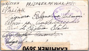 1943 Onchan Isle of Man IOM WW2  Internment Camp Examined Cover to Italy