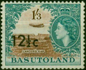 Basutoland 1961 12 1/2c on 1s3d Brown & Turquoise-Green SG65 Type I Fine LMM