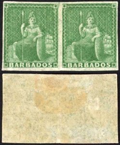 Barbados SG8 (1/2d) Green M/M PAIR Cat 380 pounds