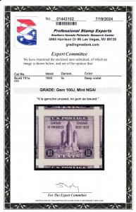MOstamps - US #731a Mint NGAI Graded 100J with PSE Cert - Lot # MO-5303 SMQ $45+