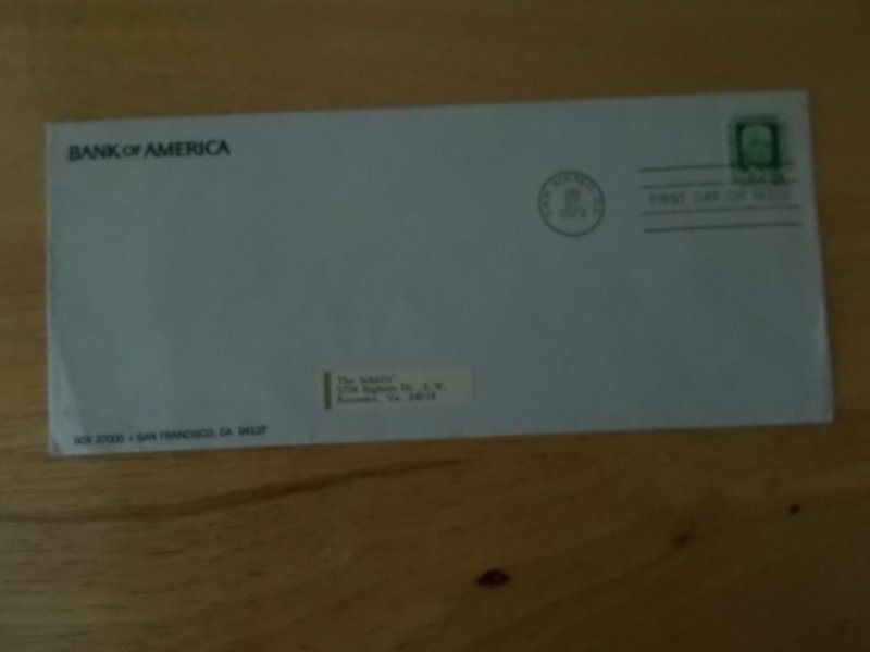 GIANNINI FIRST DAY COVER ON BANK OF AMERICA ENVELOPE