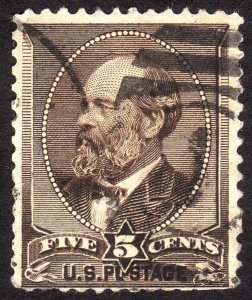 1882, US 5c, Garfield, Used, Sc 205