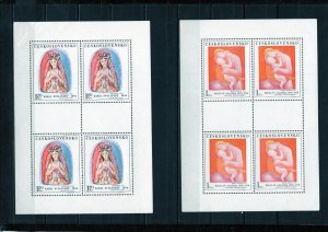 CZECHOSLOVAKIA 1970 PAINTINGS SET OF 5 SHEETS OF 4 STAMPS MNH