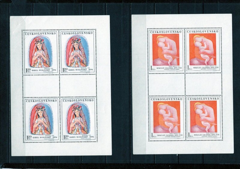 CZECHOSLOVAKIA 1970 PAINTINGS SET OF 5 SHEETS OF 4 STAMPS MNH