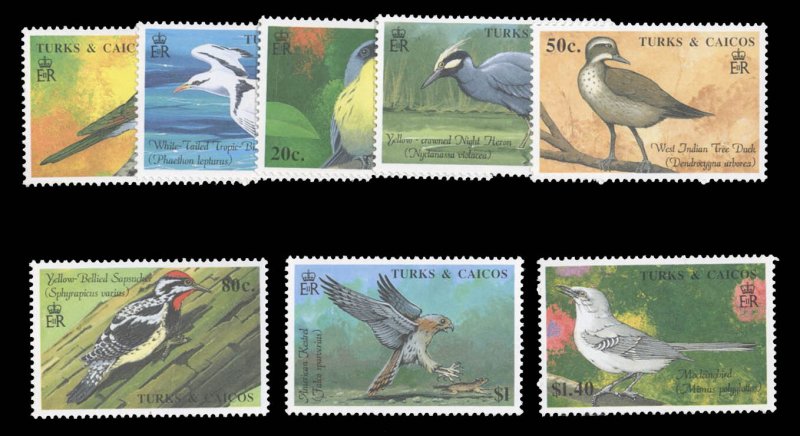 Turks & Caicos Islands #806-813 Cat$26.50, 1990 Birds, complete set, never hi...