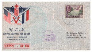 CURACAO WW2 VICTORY MAIL Cover Morse *V* KLM FIRST FLIGHT? Air CENSOR MA243