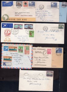 SOUTH AFRICA 1940's 60's COLLECTION OF 11 COVERS DIFFERENT FRANKINGS & TOWN CANC