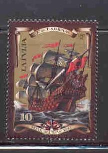 Latvia Sc 443-4 1997 Old Baltic Ships stamp & sheet mint NH