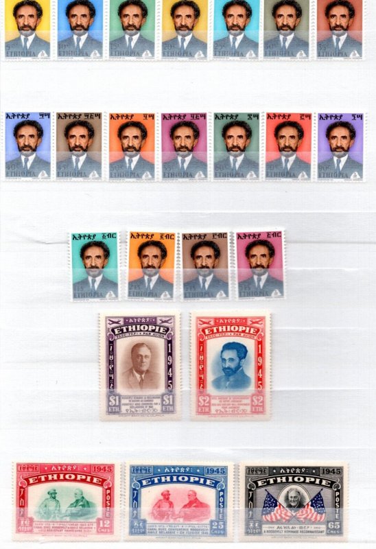 ETHIOPIA 1947-1973 COLLECTION OF 90+ STAMPS ALL COMPLETE SETS INCLUDING AIR MAIl