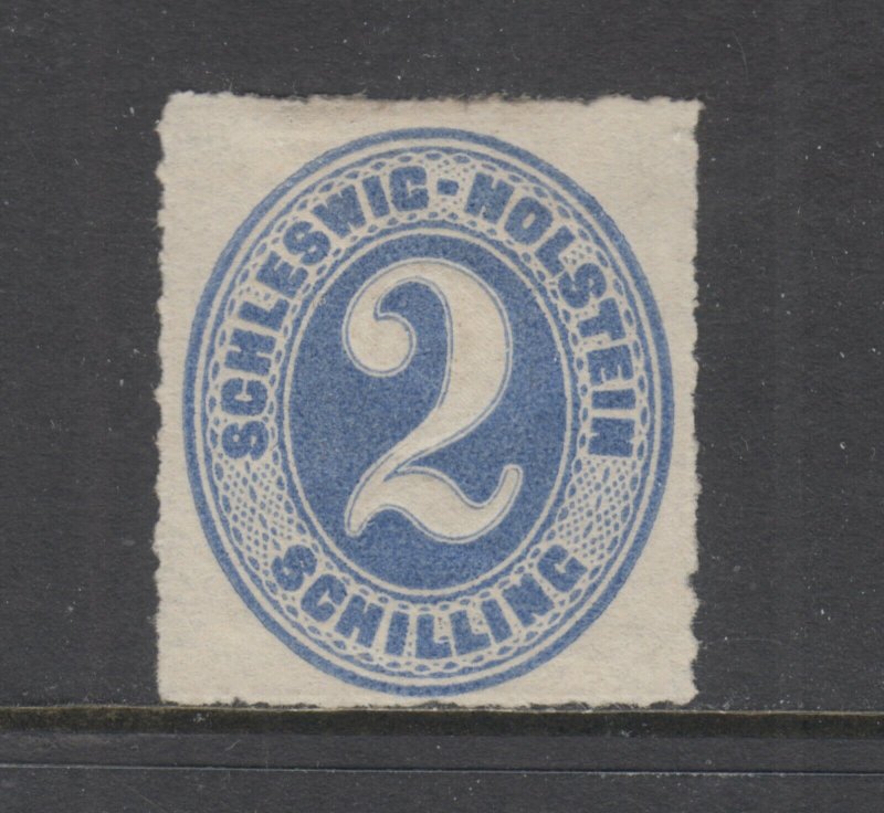 Schleswig-Holstein Sc 6 MLH. 1865 2s ultra rouletted Numeral, almost VF