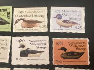 ICOLLECTZONE US 1974-85 Massachusetts #1-12 CV $180 XF NH  